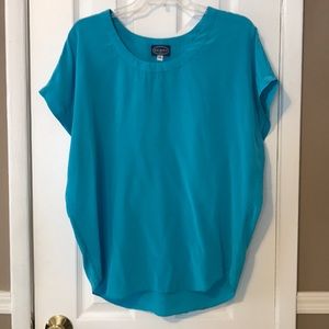 Scoop NYC turq s/s silk blouse